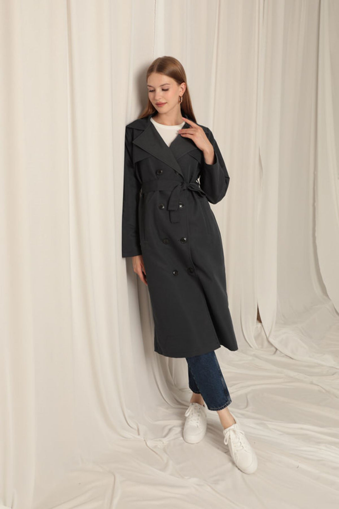 KKT Torino Fabric Liquid Proof Women's Anthracite Trench Coat - Sheffield