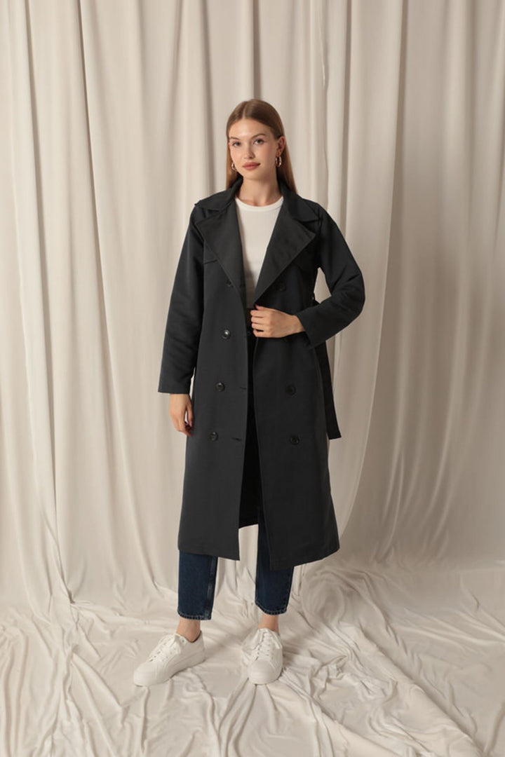 KKT Torino Fabric Liquid Proof Women's Anthracite Trench Coat - Sheffield