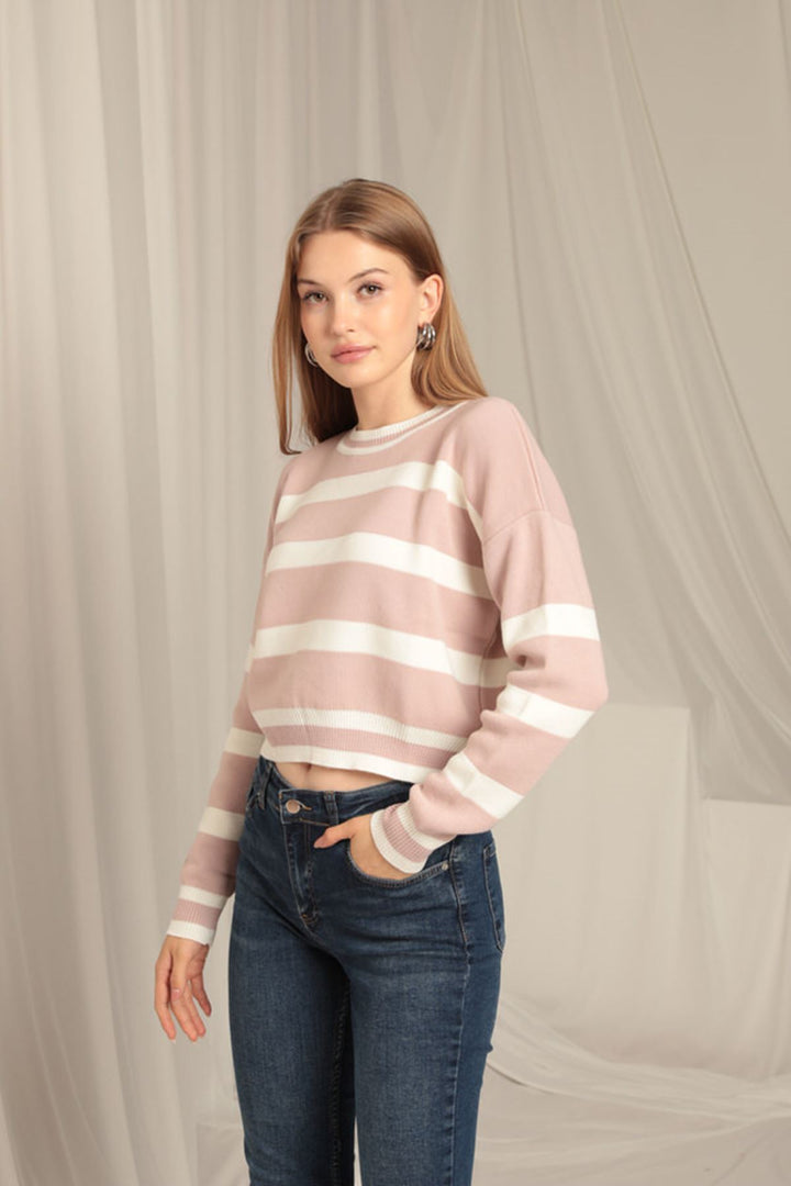 KKT Knitwear Fabric Striped Women's Powder Sweater - Dormagen