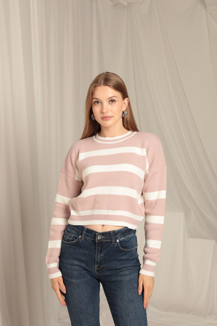 KKT Knitwear Fabric Striped Women's Powder Sweater - Dormagen