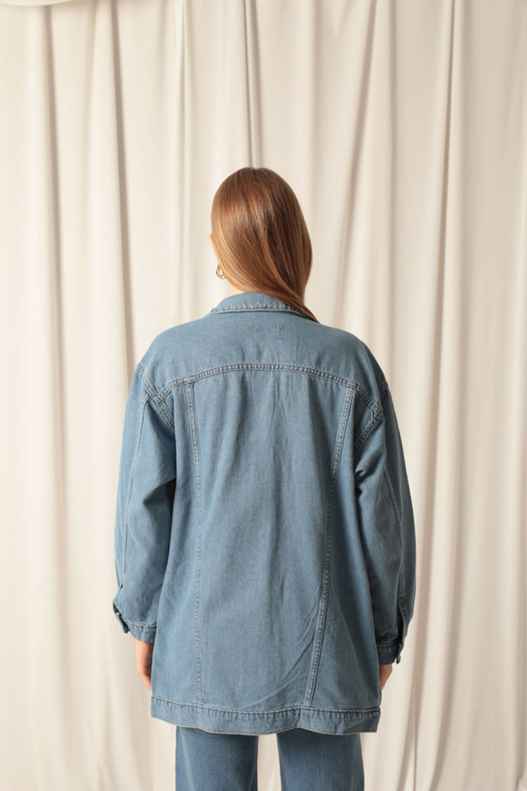 KKT Denim Fabric Pocket Detail Women's Blue Denim Jacket - Weert