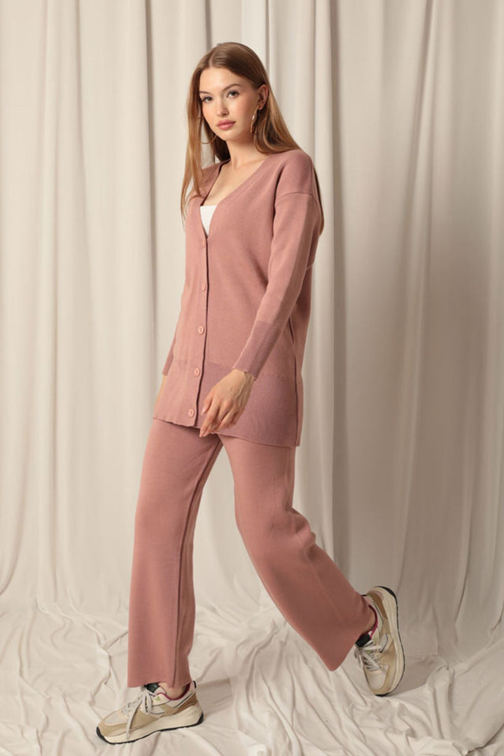 KKT Knitwear Ткань Plain Cardigan Женский костюм Dusty Rose - Grand Prairie