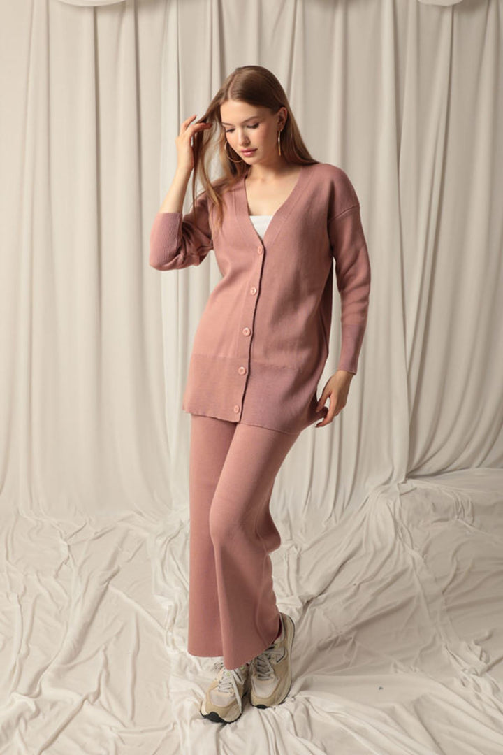 KKT Knitwear Ткань Plain Cardigan Женский костюм Dusty Rose - Grand Prairie