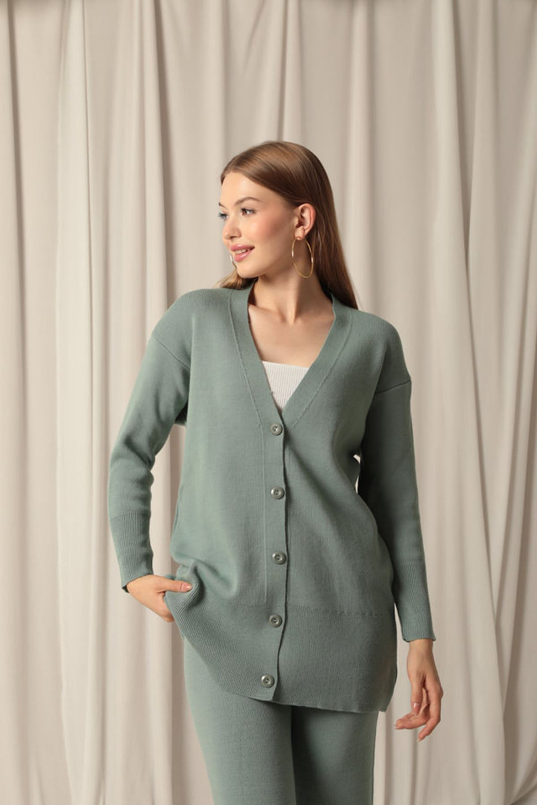 KKT Knitwear Ткань Plain Cardigan женский мятный костюм - Феллбах