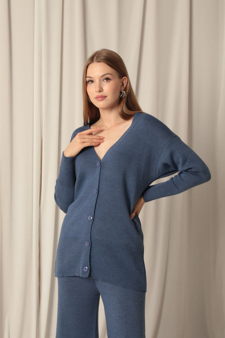 KKT Knitwear Fabric Plain Cardigan женский костюм индиго - Ermezinde