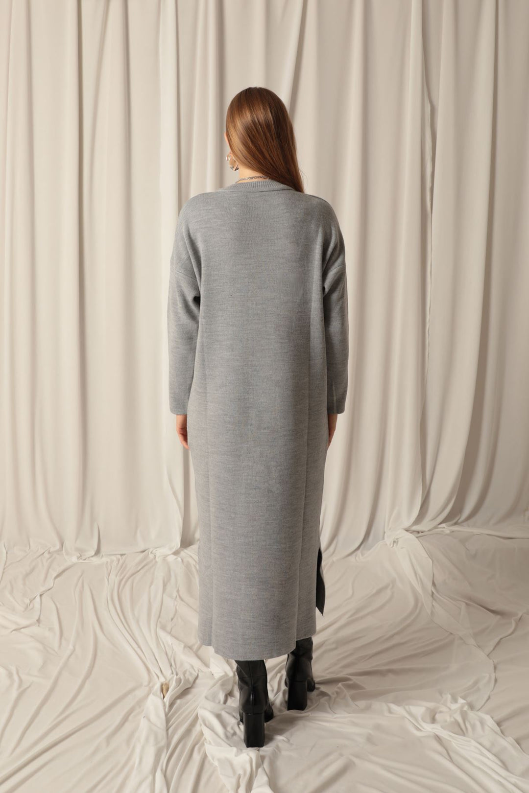 KKT вязаная ткань Turtleneck Grey Dress - St. Cloud