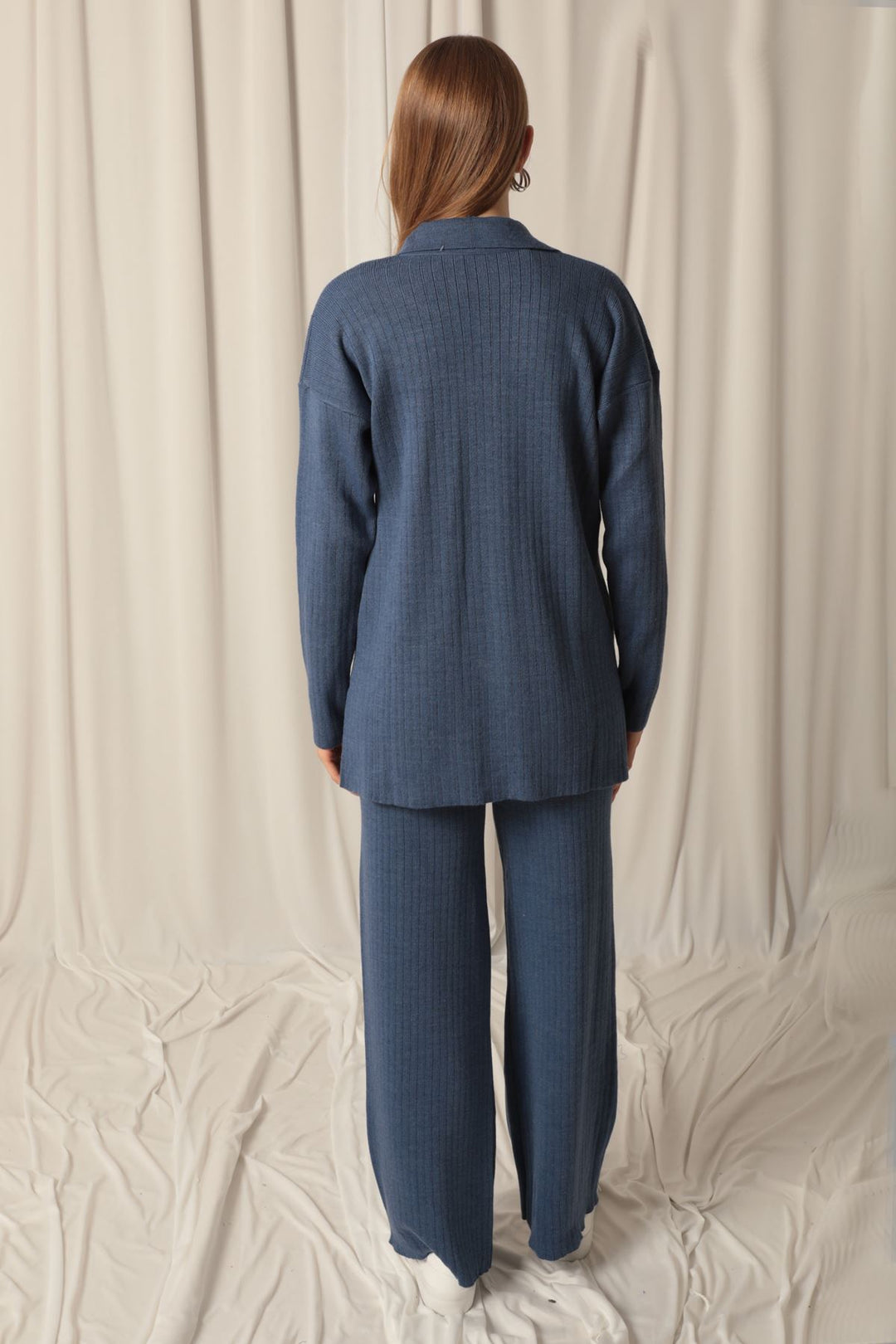 KKT Knitted Fabric Corduroy Women's Indigo Suit - Lake Forest