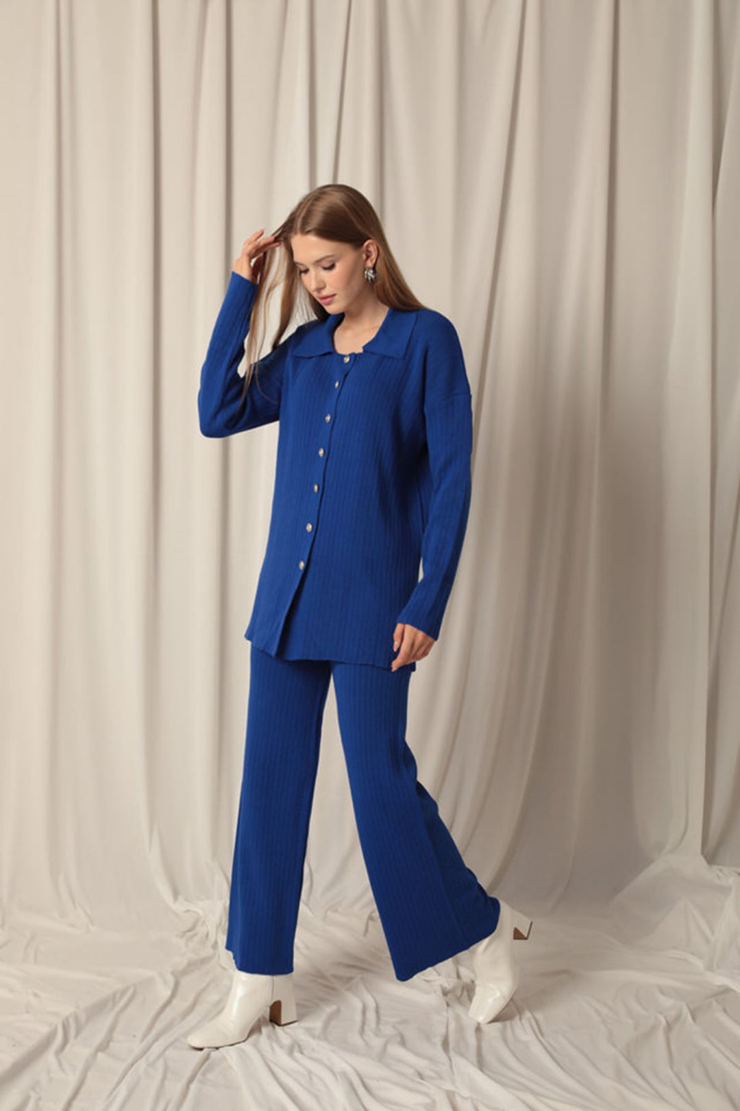 KKT Knitted Fabric Corduroy Women's Saxe Suit - Elmhurst