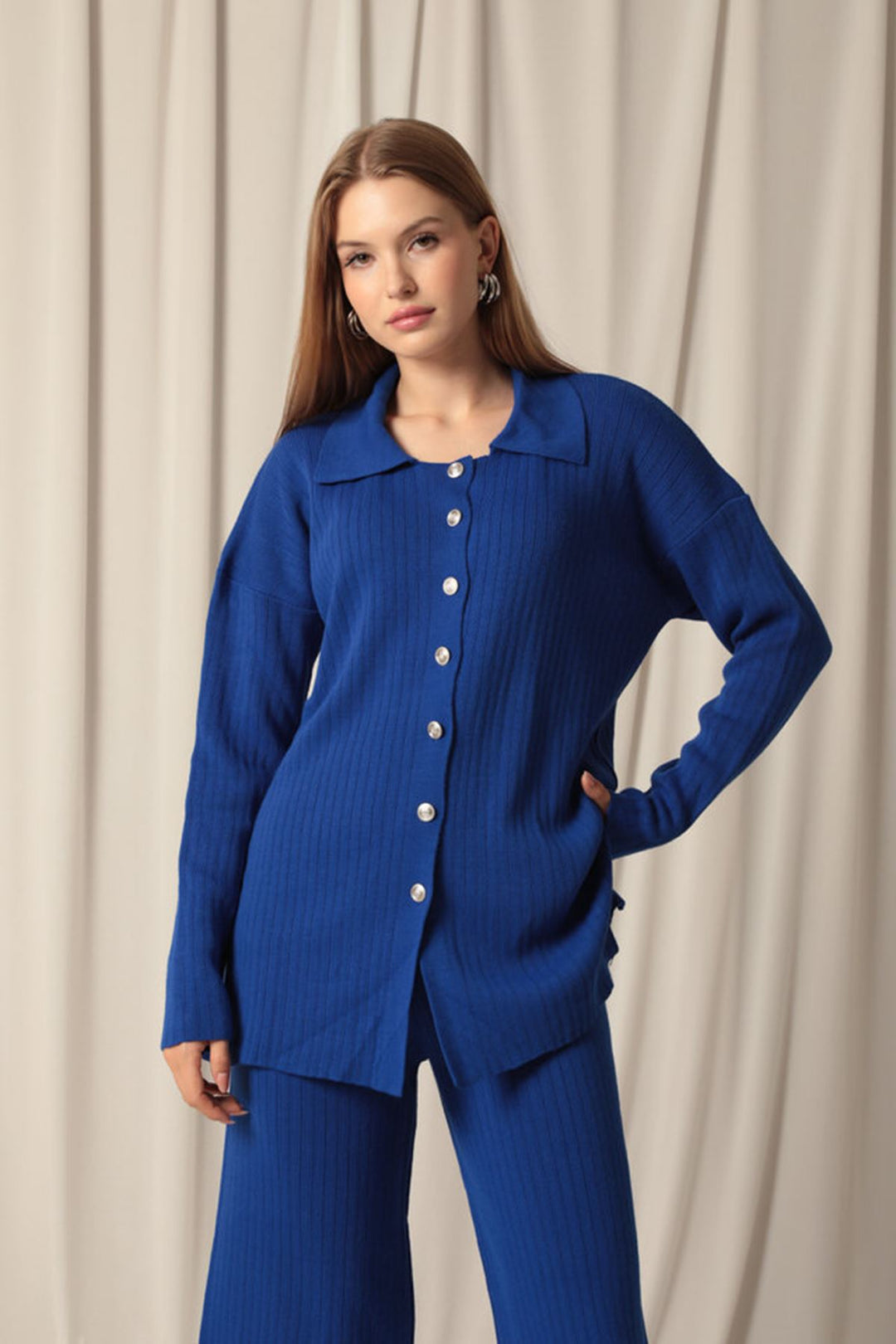 KKT Knitted Fabric Corduroy Women's Saxe Suit - Elmhurst