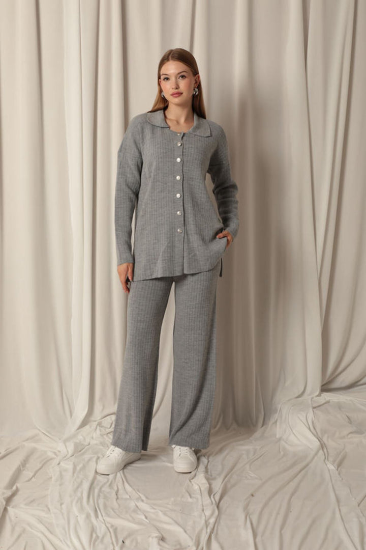 KKT Knitted Fabric Corduroy Women's Gray Suit - Kakhovka