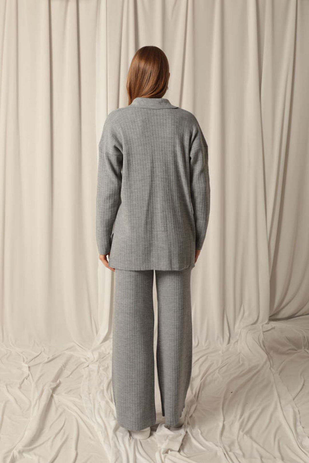 KKT Knitted Fabric Corduroy Women's Gray Suit - Kakhovka