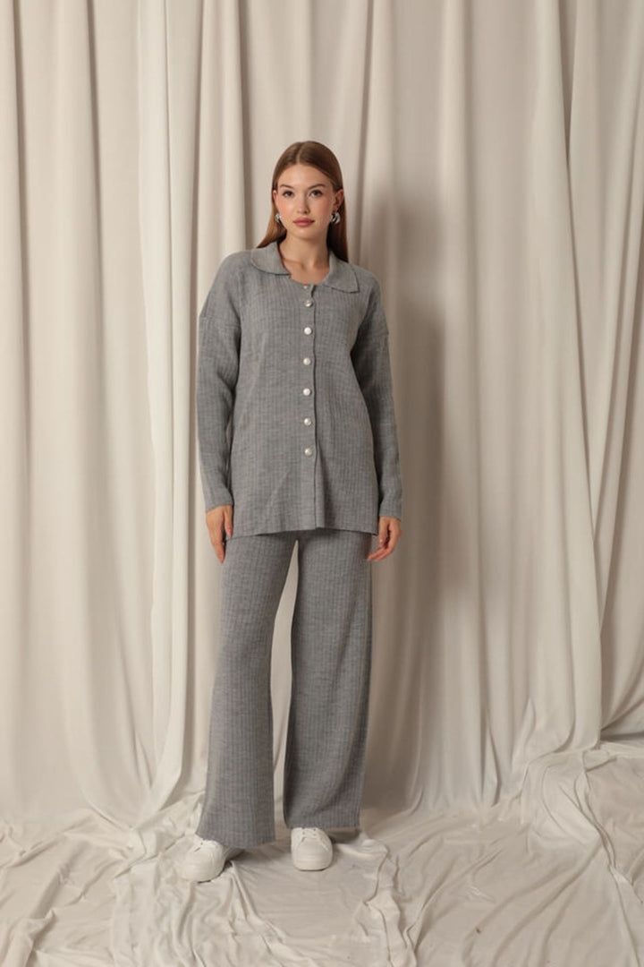 KKT Knitted Fabric Corduroy Women's Gray Suit - Kakhovka