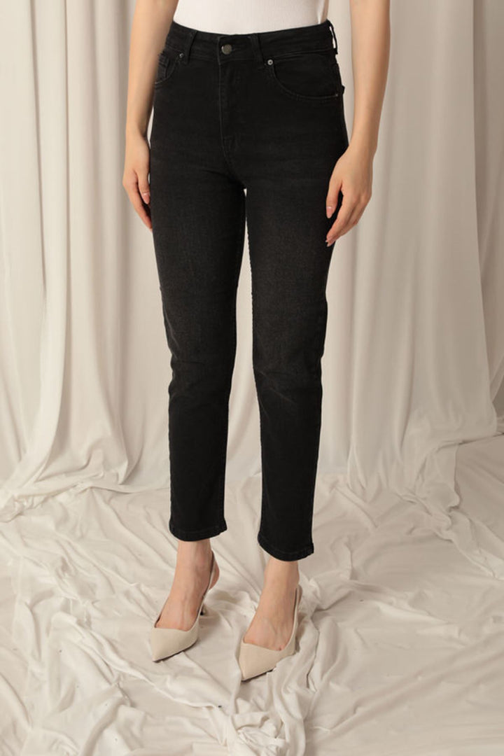 KKT Denim Fabric Mom Women's Black Jeans - Perth