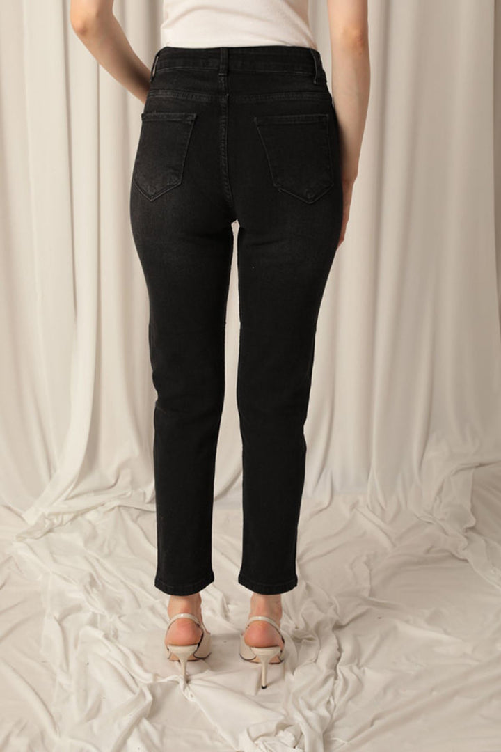 KKT Denim Fabric Mom Women's Black Jeans - Perth