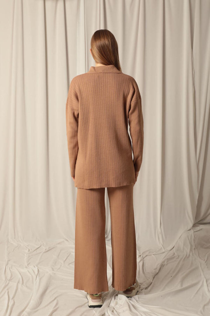 KKT Knitted Fabric Corduroy Women's Tan Suit - Belfort