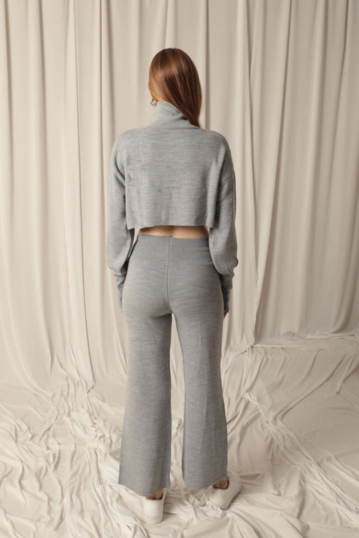 KKT Knitted Fabric Finger Slot Women's Gray Suit - Ródos