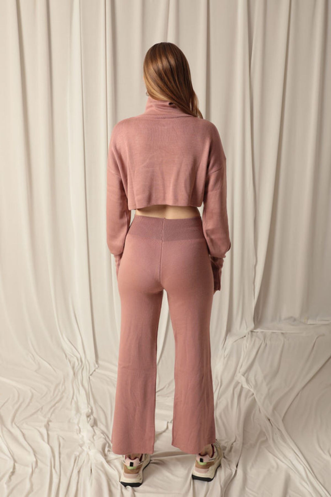 KKT Knit Fabric Finger-Slotted Plain Women's Dusty Rose Suit - Toowoomba