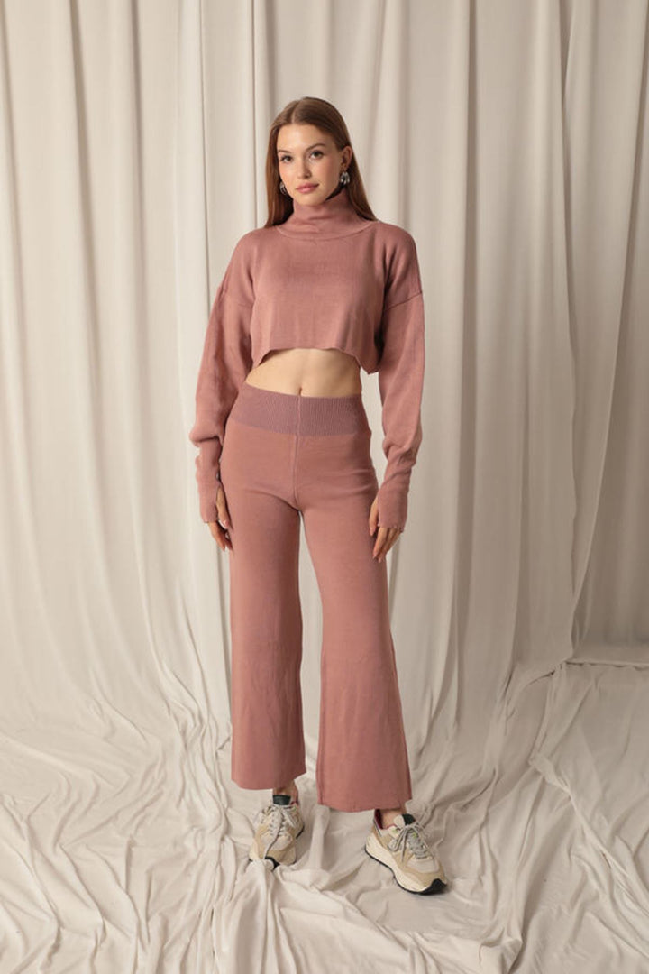 KKT Knit Fabric Finger-Slotted Plain Women's Dusty Rose Suit - Toowoomba