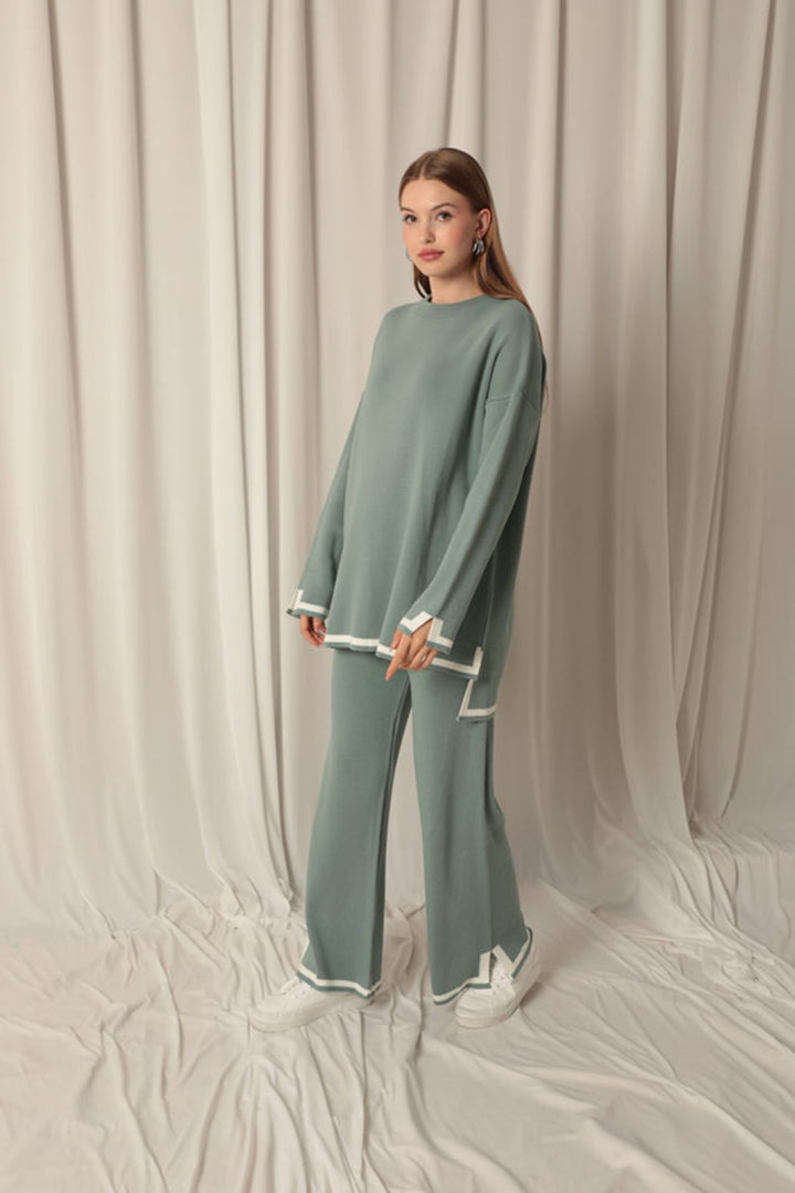 KKT Knitwear Fabric Thick Striped Women's Mint Suit - Torrejón de Ardoz