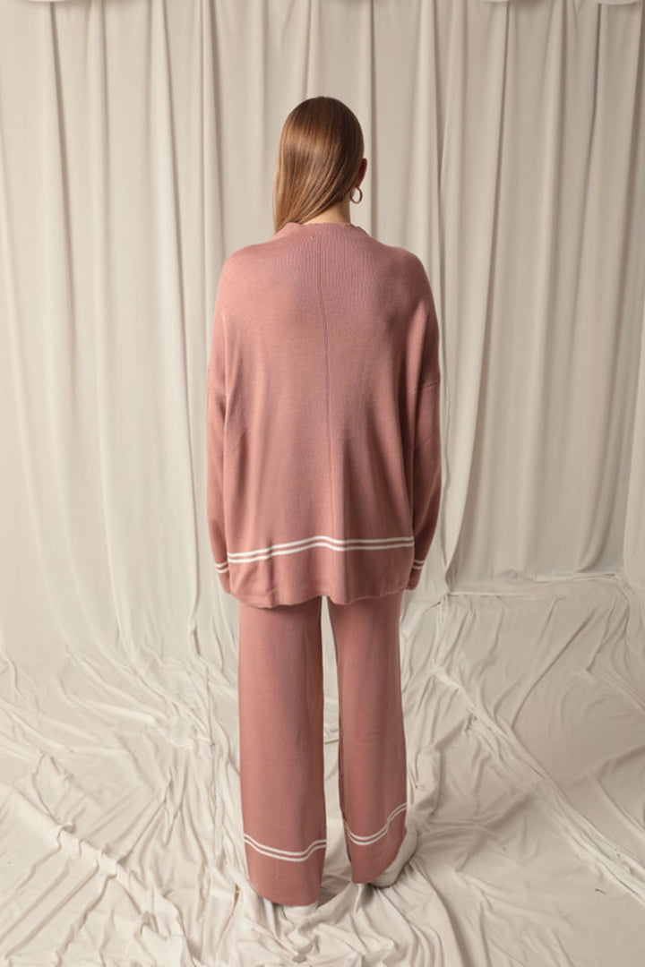 KKT Knitwear Fabric Thin Striped Women's Rose Dusty Suit - Richfield