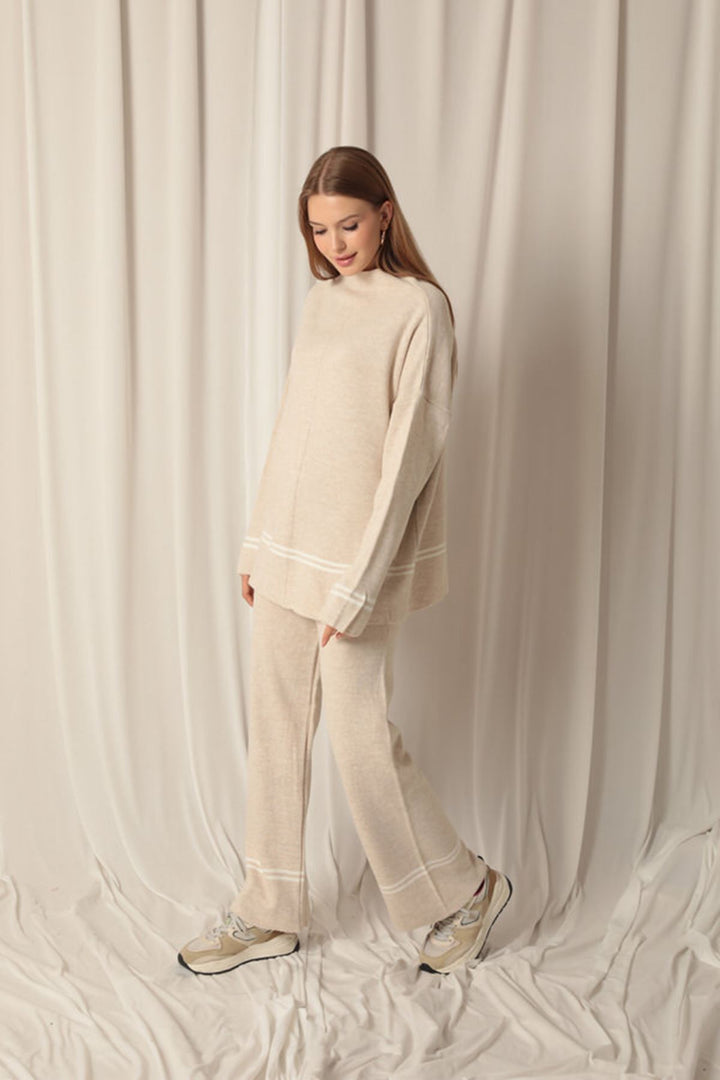 KKT Knitwear Fabric Thin Striped Women's Stone Suit - Dessau-Rosslau