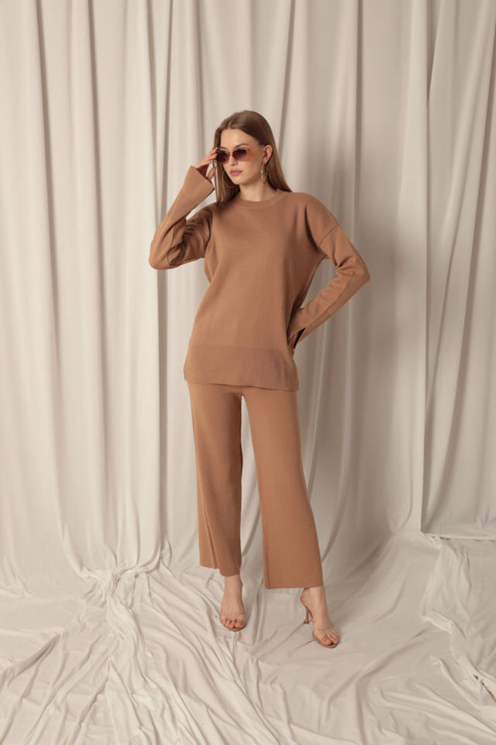 KKT Knitted Fabric Plain Women's Camel Suit - Weinheim