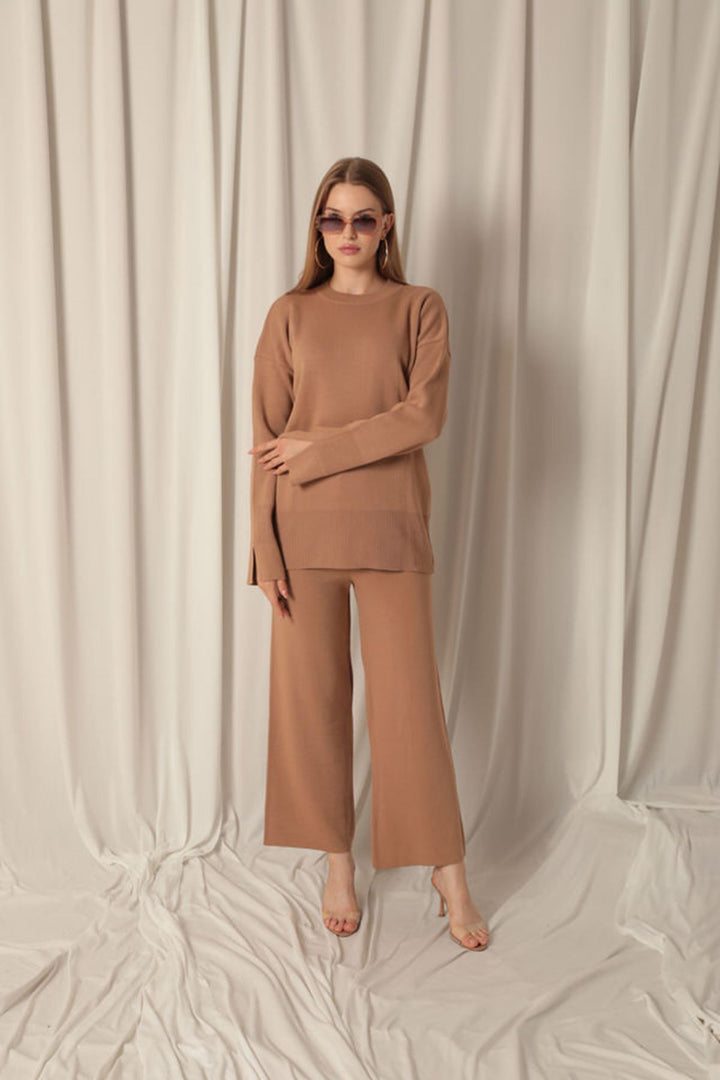 KKT Knitted Fabric Plain Women's Camel Suit - Weinheim