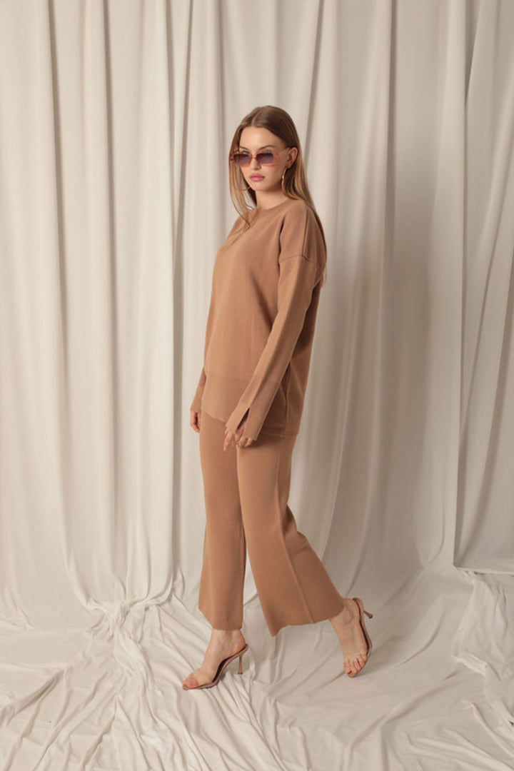 KKT Knitted Fabric Plain Women's Camel Suit - Weinheim