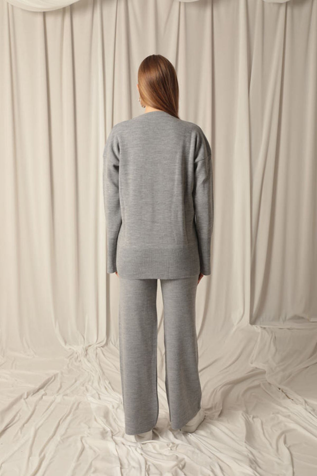 KKT Knitted Fabric Plain Women's Gray Suit - Giugliano in Campania