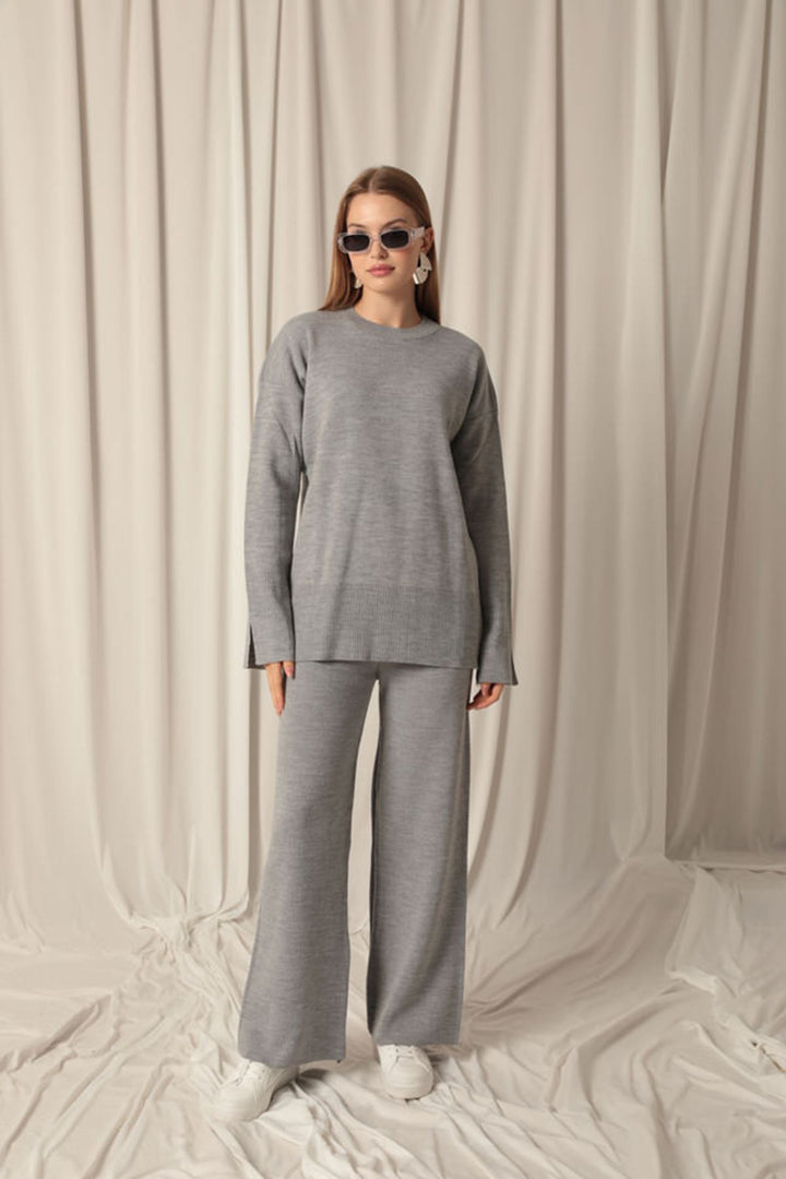 KKT Knitted Fabric Plain Women's Gray Suit - Giugliano in Campania