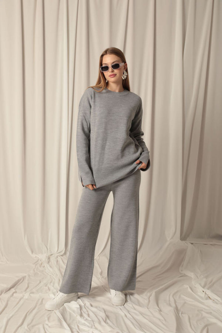 KKT Knitted Fabric Plain Women's Gray Suit - Giugliano in Campania