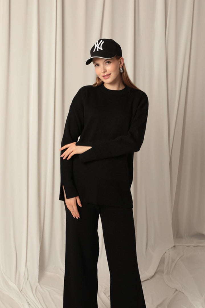 KKT Knitwear Fabric Plain Women's Black Suit - Dayton