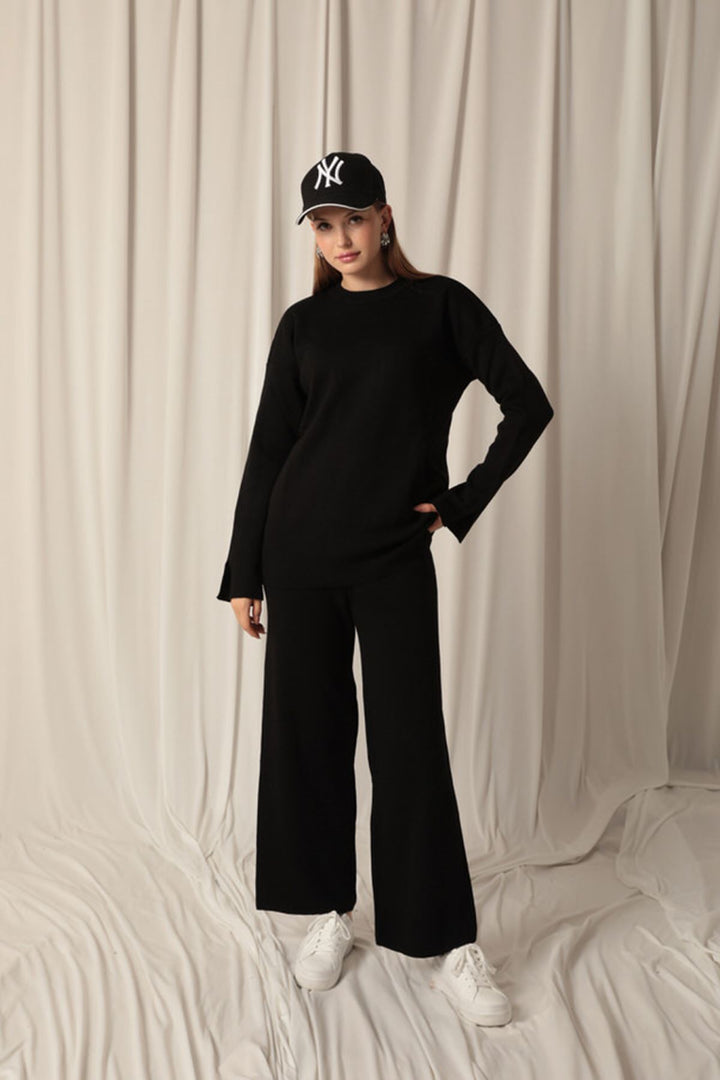 KKT Knitwear Fabric Plain Women's Black Suit - Dayton