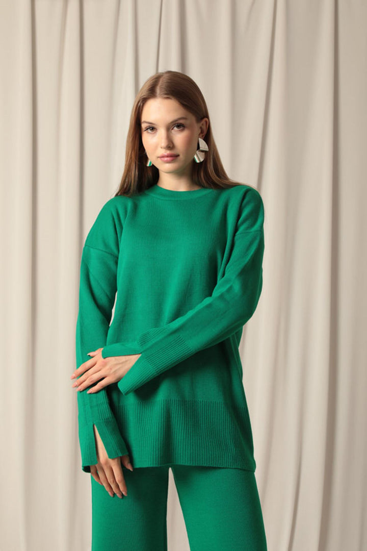 KKT Knitwear Fabric Plain Women's Green Suit - Paradise