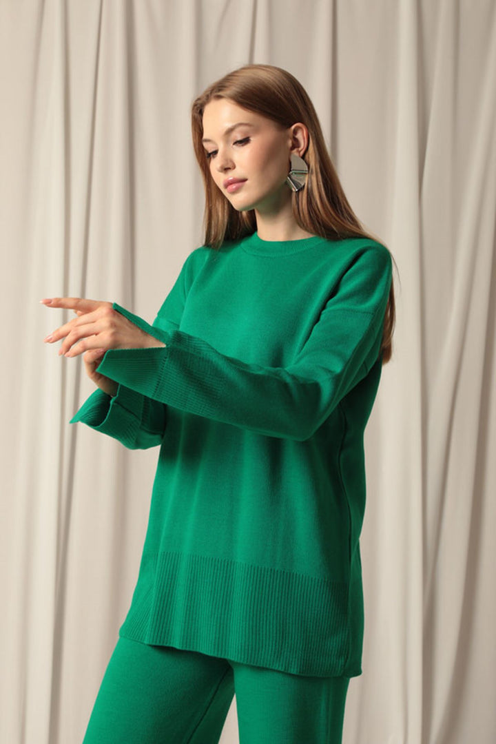 KKT Knitwear Fabric Plain Women's Green Suit - Paradise