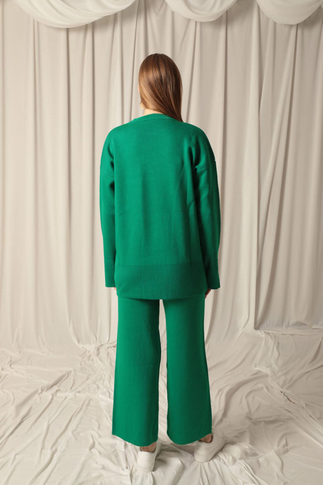 KKT Knitwear Fabric Plain Women's Green Suit - Paradise