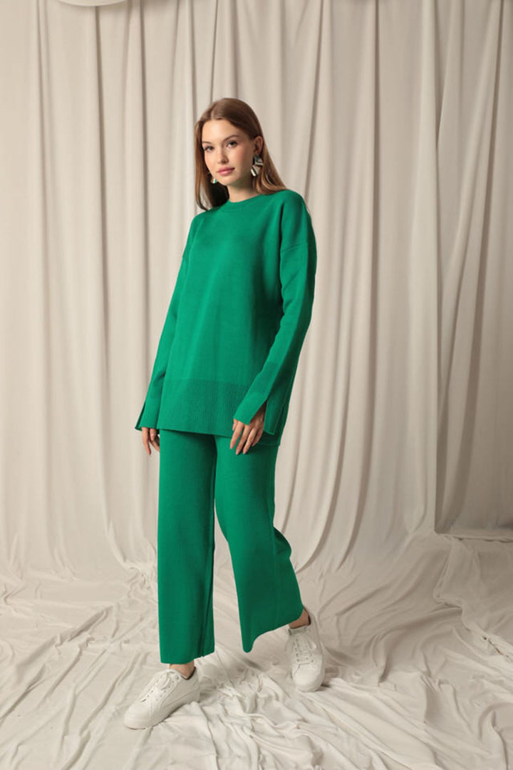 KKT Knitwear Fabric Plain Women's Green Suit - Paradise