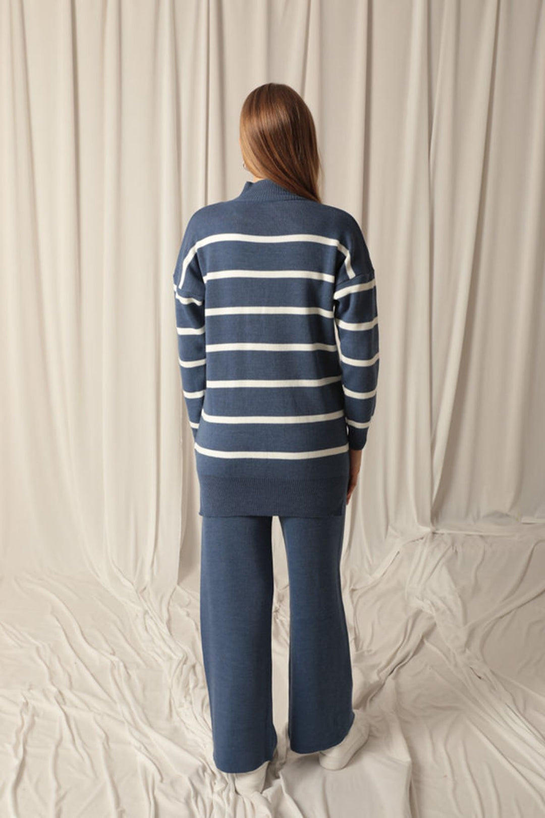 KKT Knitted Fabric Striped Women's Indigo Suit - Boryslav