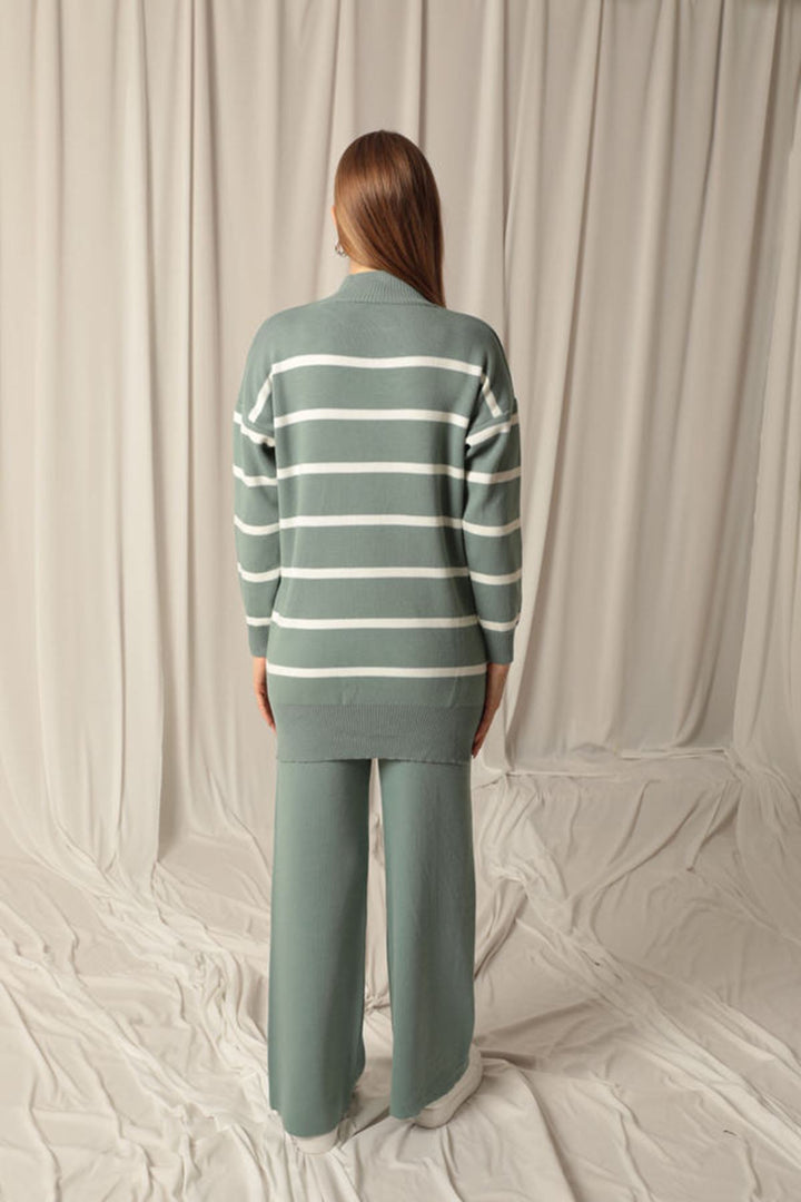 KKT Knit Fabric Striped Women's Mint Suit - Adeje