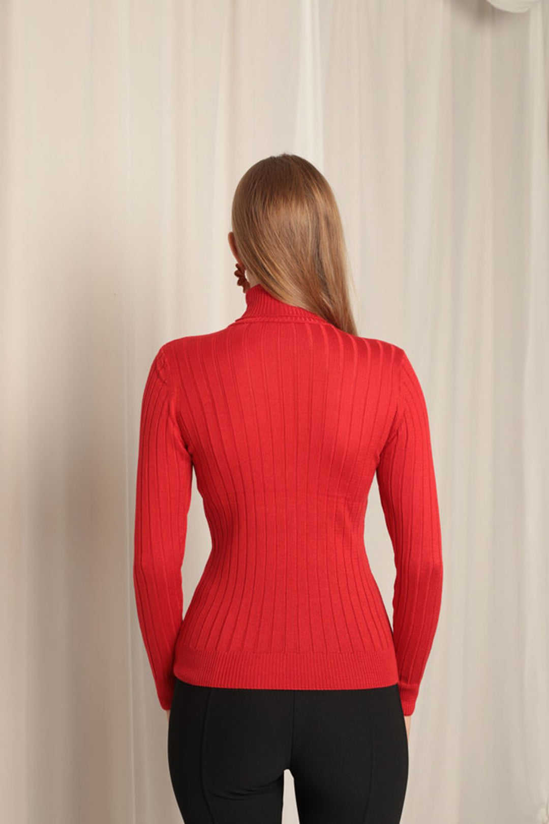 KKT Knitwear Fabric Turtleneck Women's Red Blouse - Timişoara