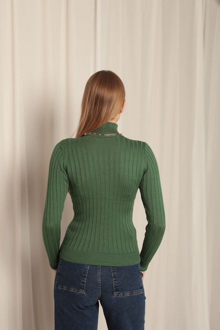 KKT Knitwear Fabric Turtleneck Women's Emerald Green Blouse - Königswinter