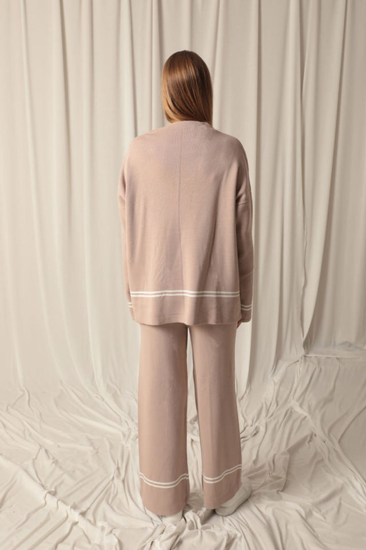 KKT Knitwear Fabric Thick Striped Women's Mink Suit - Actopan