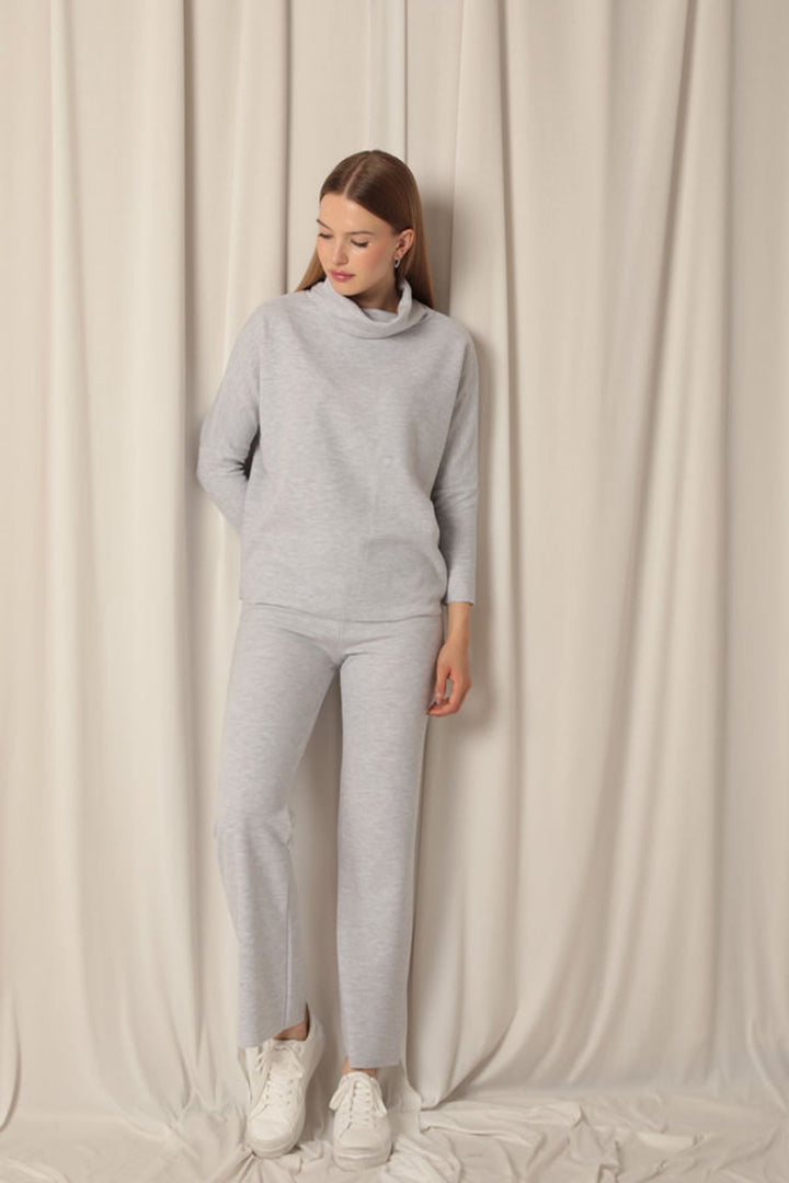 KKT Selanik Fabric Cowl Collar Women's Gray Suit - Metairie