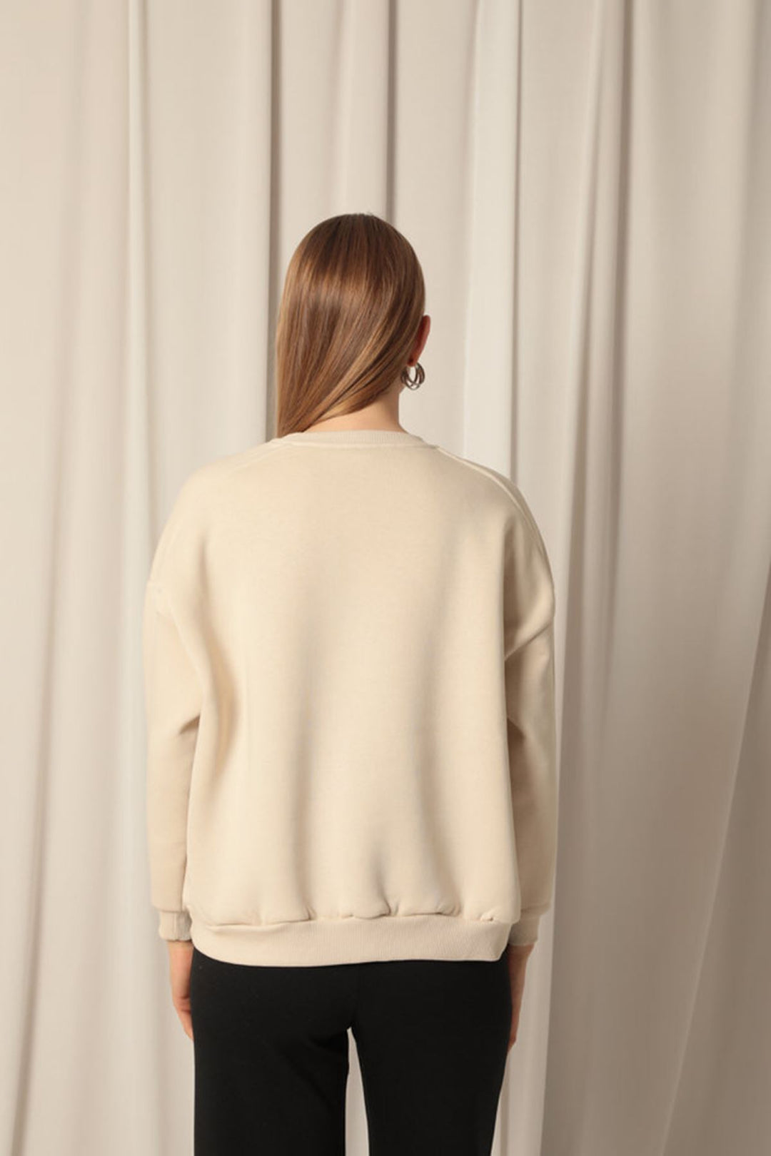 KKT Three Thread Fabric Zero Collar Women's Beige Sweater - Fayetteville