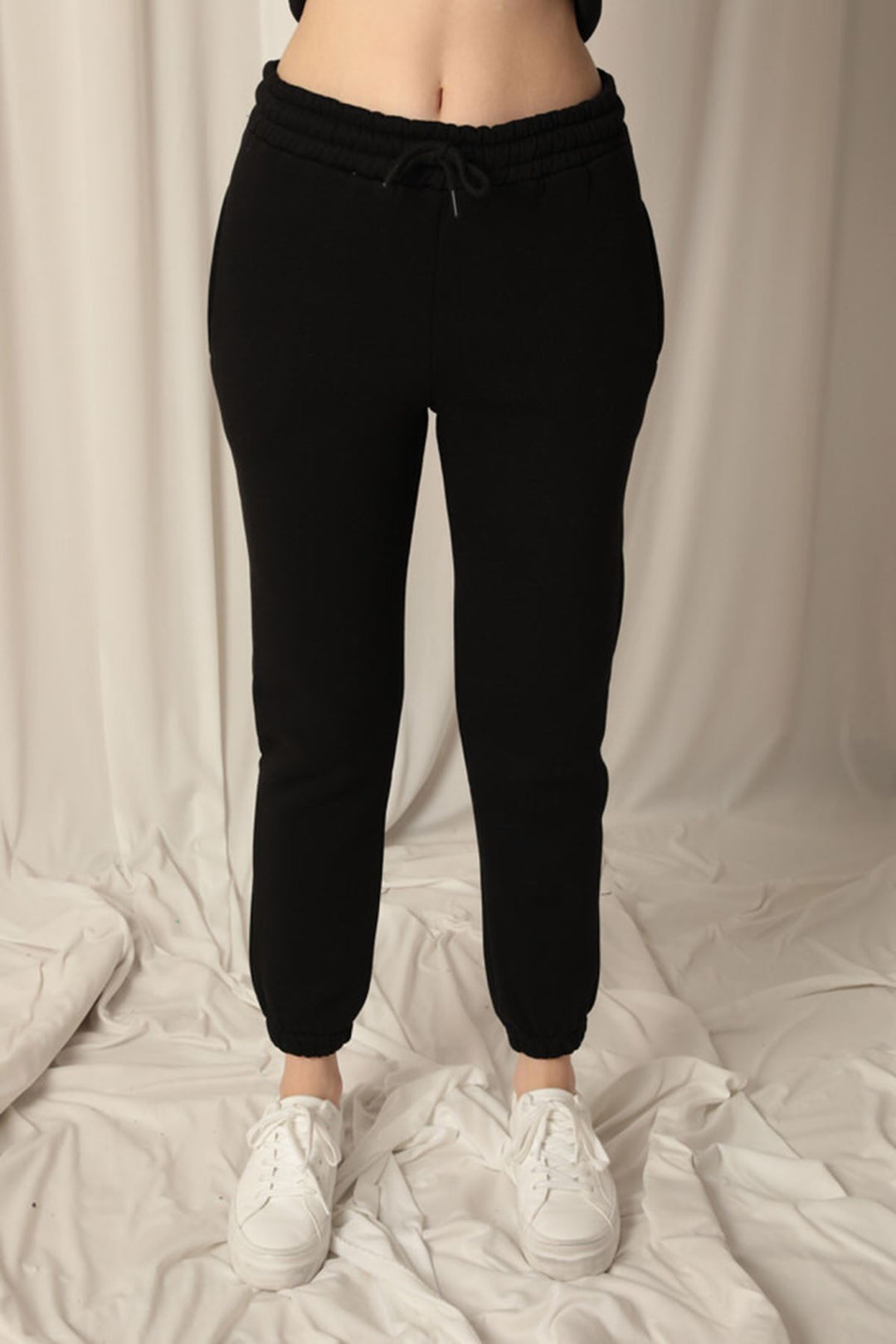 KKT Three Thread Leg Elastic Waist Women's Black Tracksuit - Sesto Fiorentino