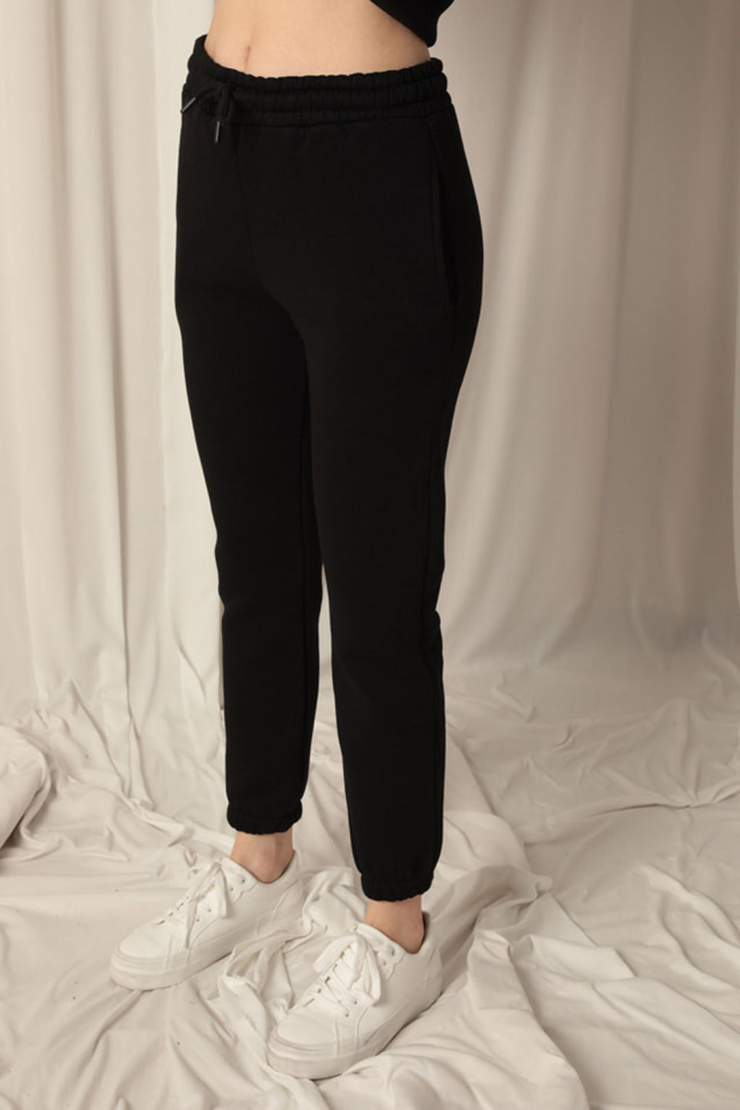 KKT Three Thread Leg Elastic Waist Women's Black Tracksuit - Sesto Fiorentino