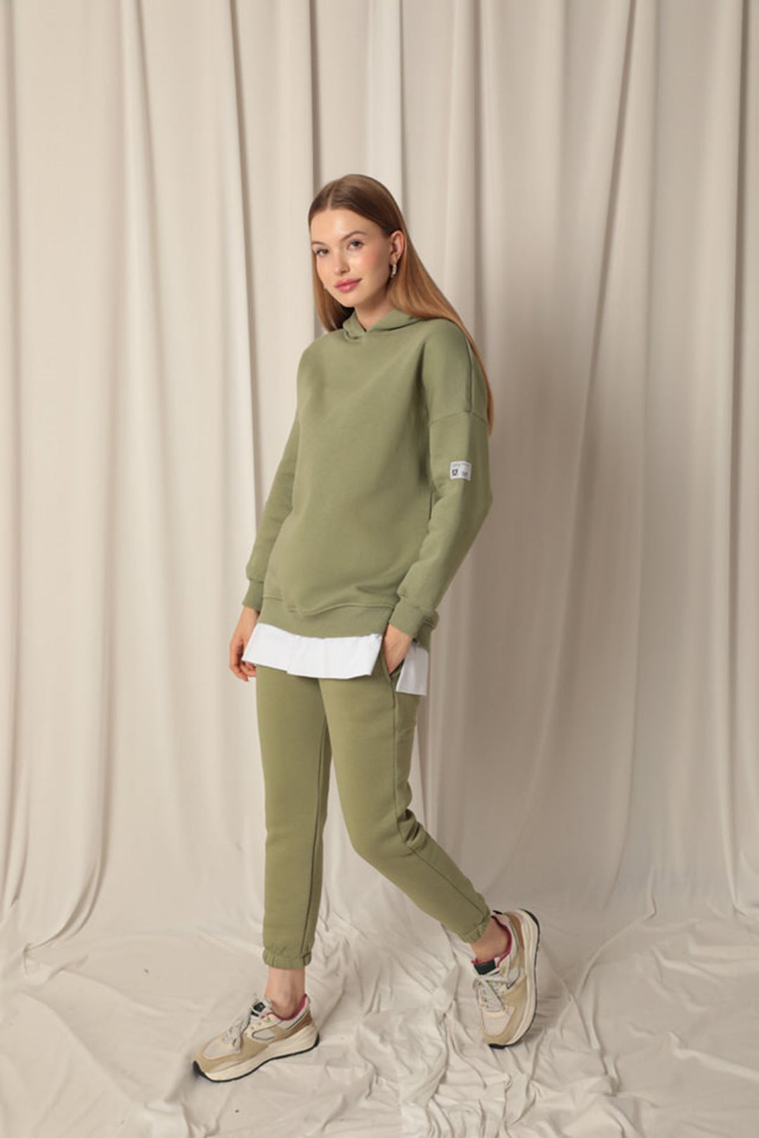 KKT Three Thread Fabric Elastic Waist Women's Khaki Tracksuit - Hyères