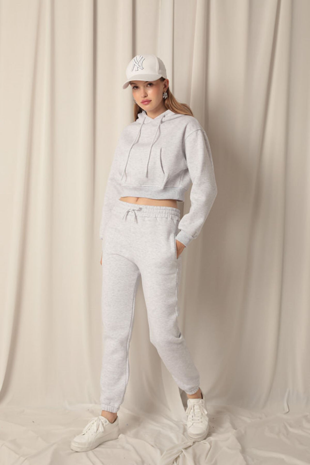 KKT Three Thread Fabric Elastic Waist Women's Gray Tracksuit - Roanoke