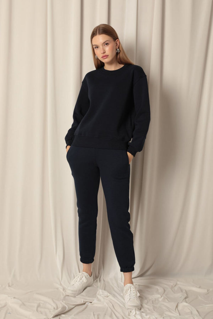 KKT Three Thread Fabric Elastic Waist Women's Navy Blue Tracksuit - Las Palmas