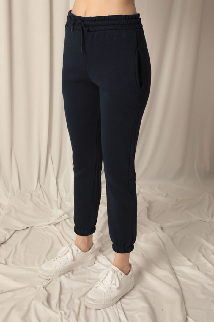 KKT Three Thread Fabric Elastic Waist Women's Navy Blue Tracksuit - Las Palmas